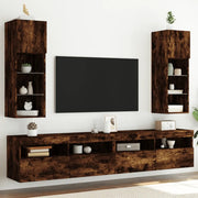 Mobili Porta TV con Luci LED 2 pz Rovere Fumo 30,5x30x90 cm 837010