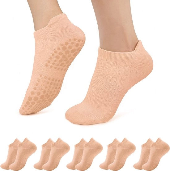 5 paia di calzettoni antiscivolo per donne - calzettoni yoga antiscivolo - calzettoni antiscivolo con punti per allenamento indoor - calzettoni in mesh respirante per donne - adatti per fitness, balletto, danza, yoga e allenamenti a casa