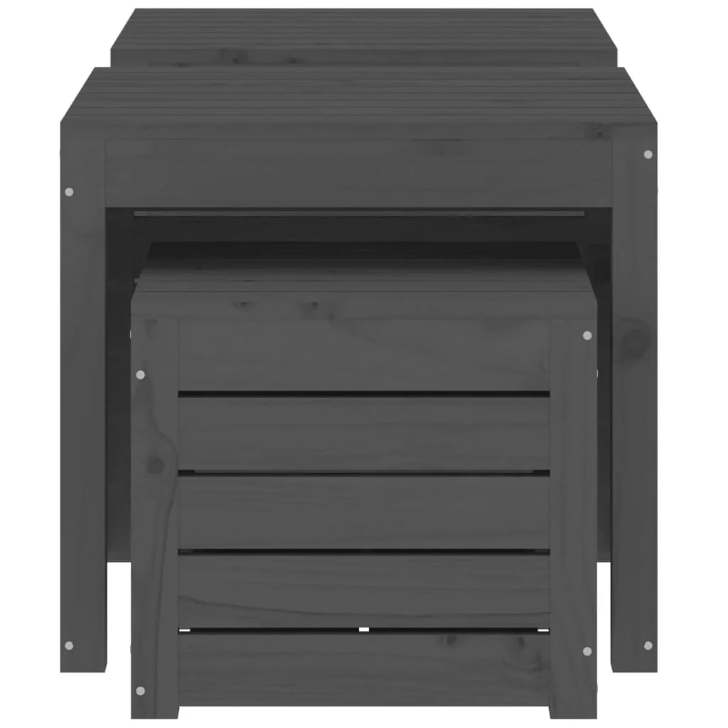 Set di 3 contenitori da giardino in legno massello di pino grigi 02_0013176