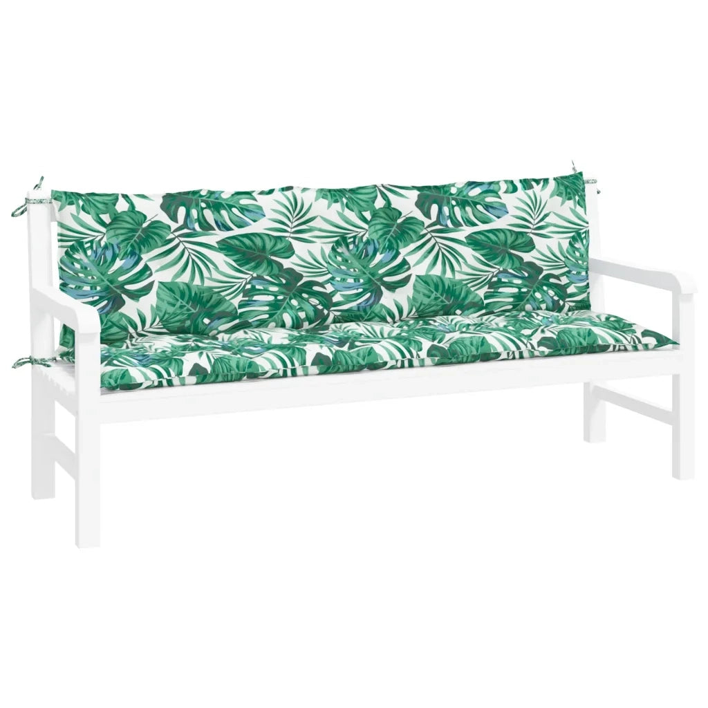 Cuscini Panca Giardino 2 pz-Set di 2 Cuscini per panchina da esterno a Foglie 180x50x7cm Tessuto Oxford