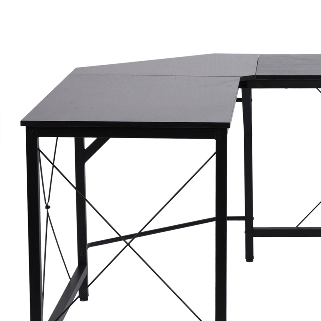 SCRIVANIA Angolare a L 150x150x76 cm Nero in MDF e Acciaio