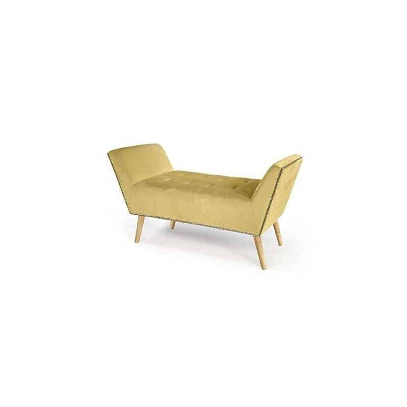 PANCA IN VELLUTO CON GAMBE LEGNO 117 X 40 X 60 CM IN COLORE SENAPE