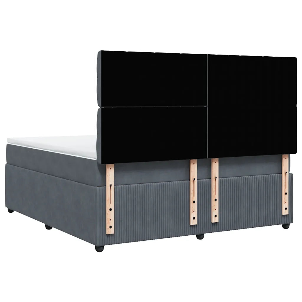 Giroletto a Molle con Materasso Grigio Scuro 180x200 cm Velluto