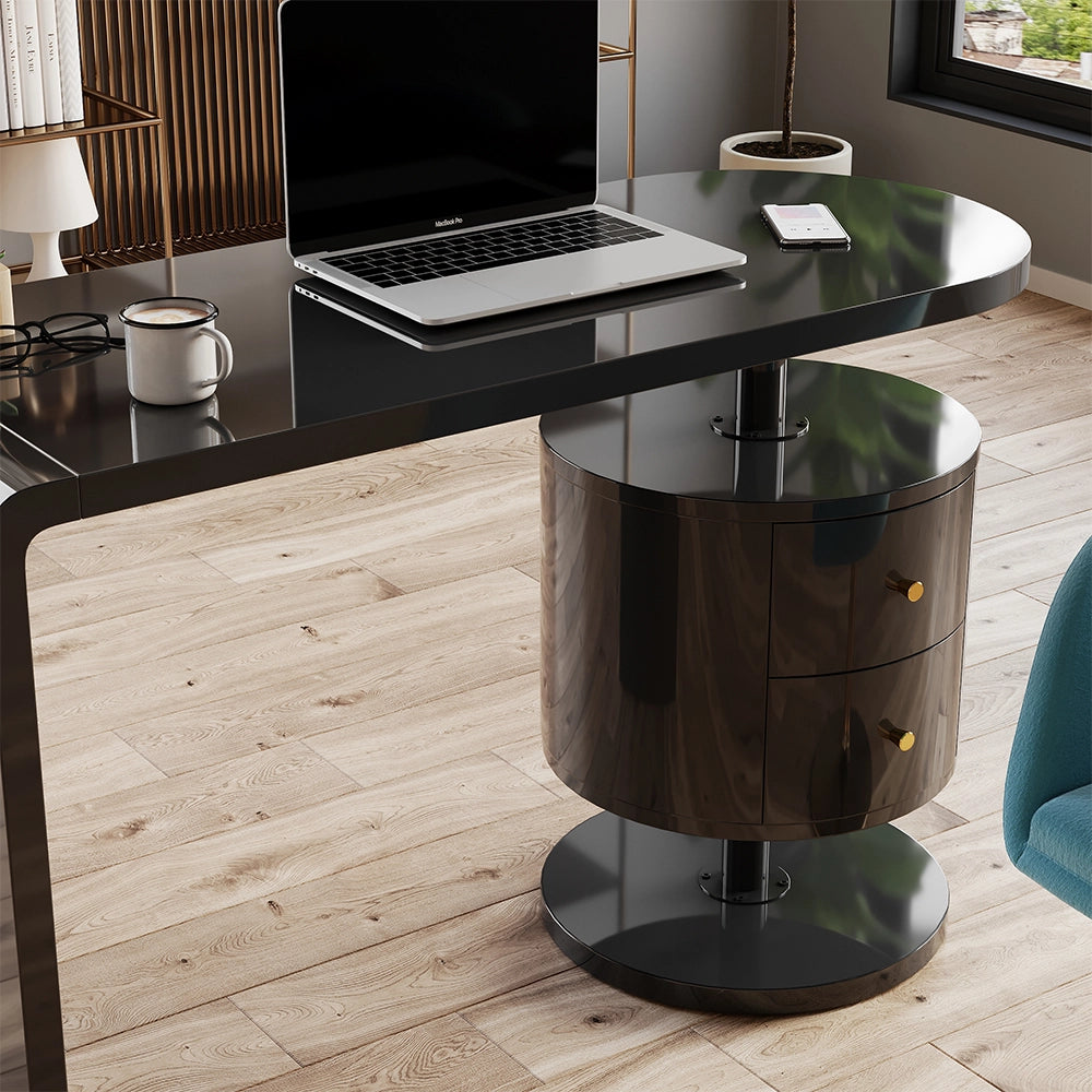 Vicco Scrivania Nero lucido 120 x 50 cm con 2 conducenti