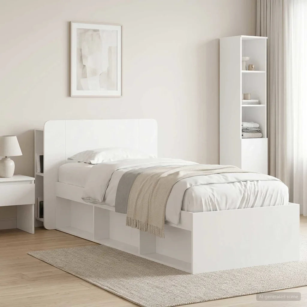 Testata del letto Bianco Lucido Legno ingegnerizzato