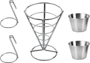 Snack Holder RVS per Fritture, Pollo e Gelato con Sfere di Salsa doppie.