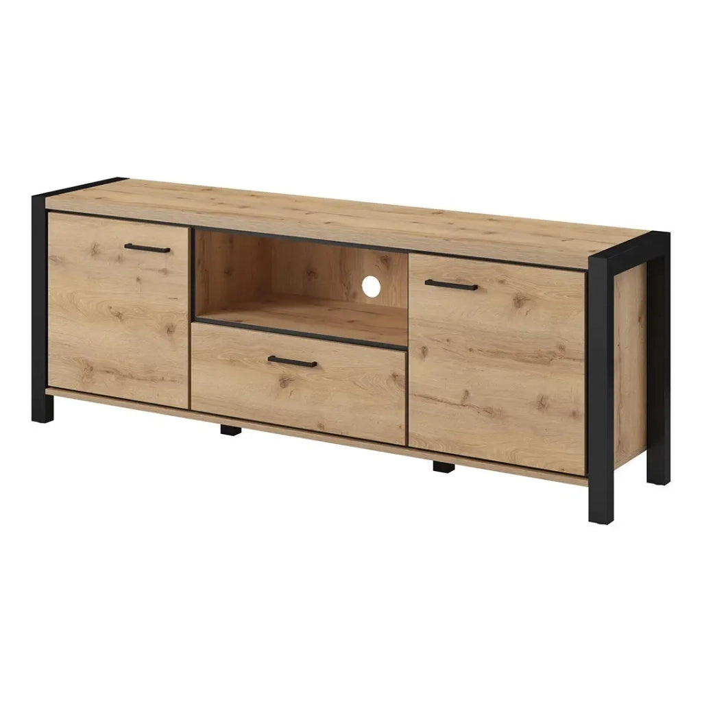 Set di 6 mobili da soggiorno collezione TIVORA. Colore rovere e nero.