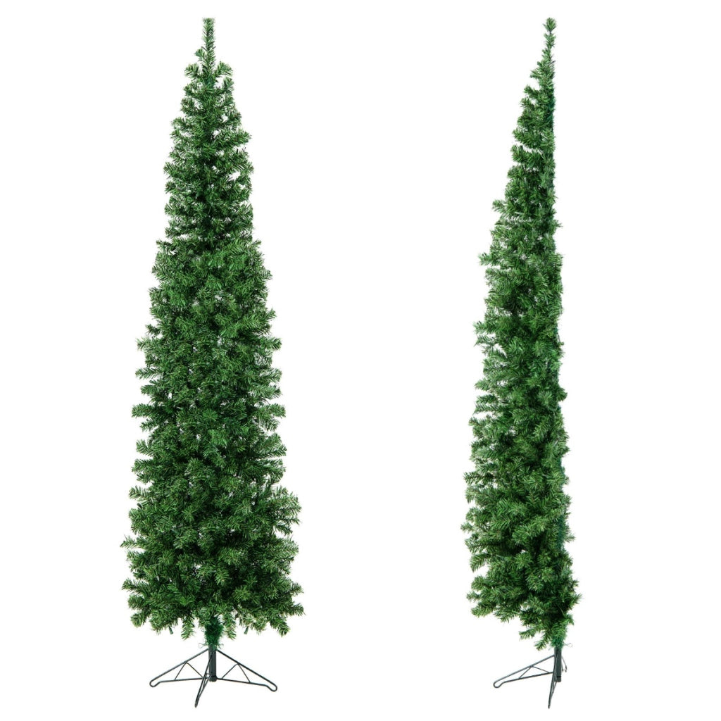 Mezzo Albero di Natale con 450 punte di rami, Albero pre-illuminato con 150 luci LED supporto metallico-Alberi di Natale
