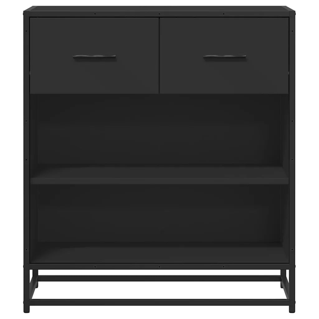 Credenza Rovere Nera 68x35x76 cm in Legno Multistrato