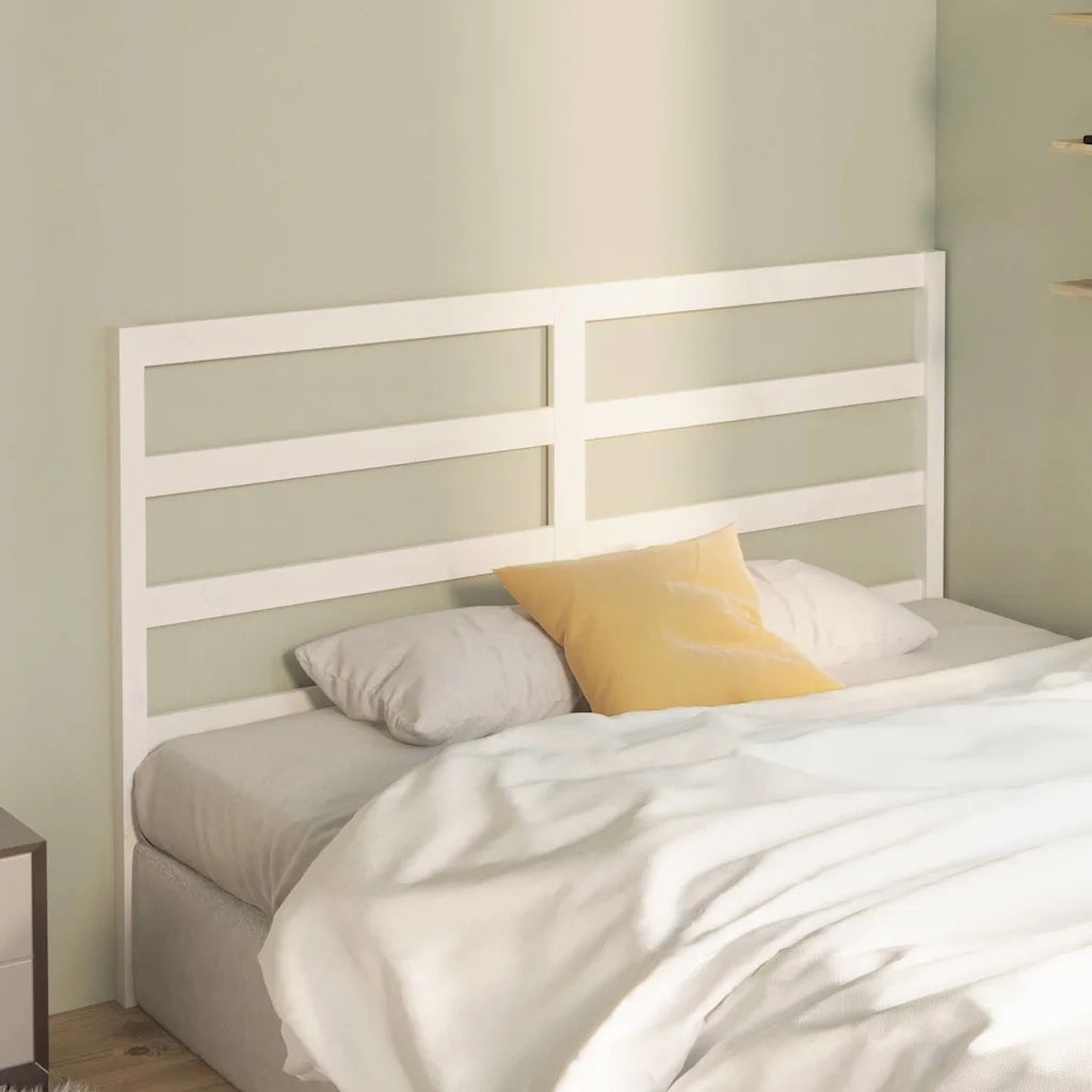 Testiera per Letto Bianca 141x4x100cm in Legno Massello di Pino