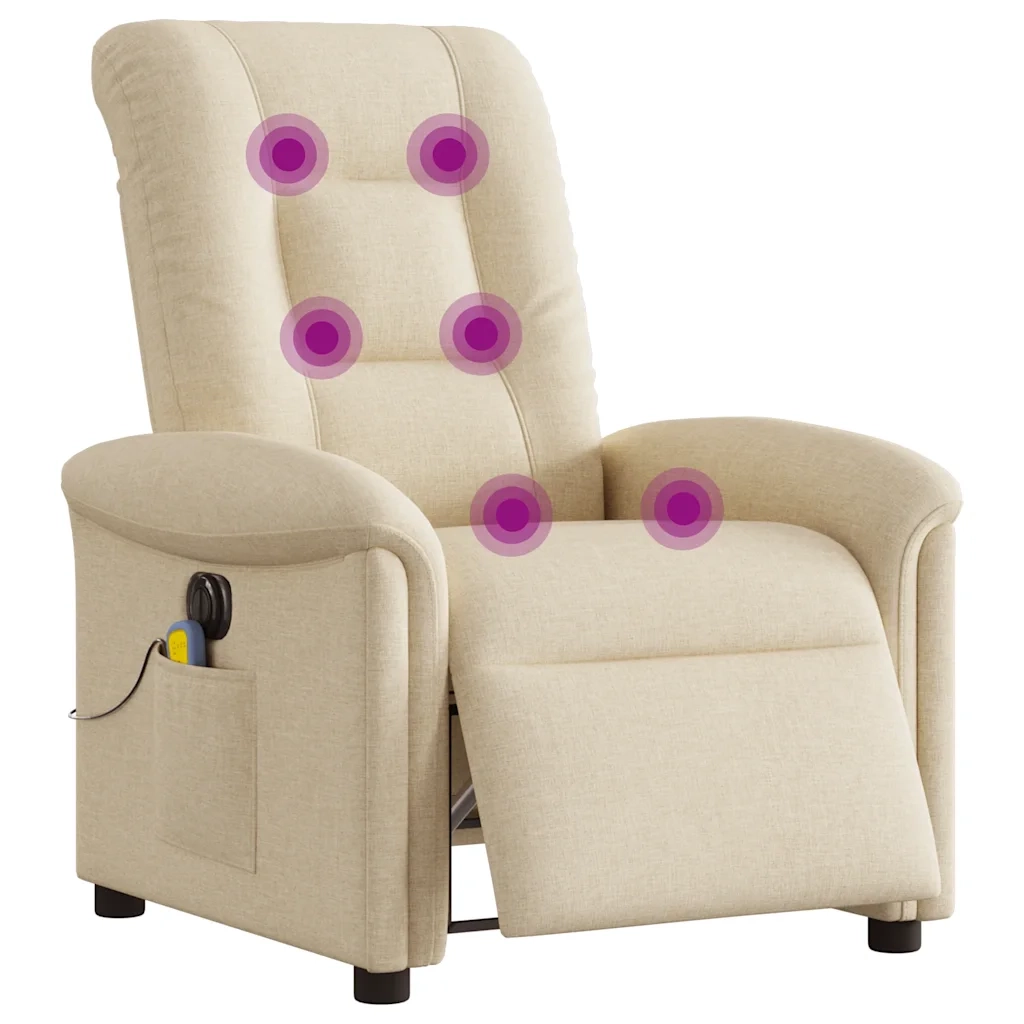 Poltrona Reclinabile Massaggiante Elettrica Crema in Tessuto 3303252