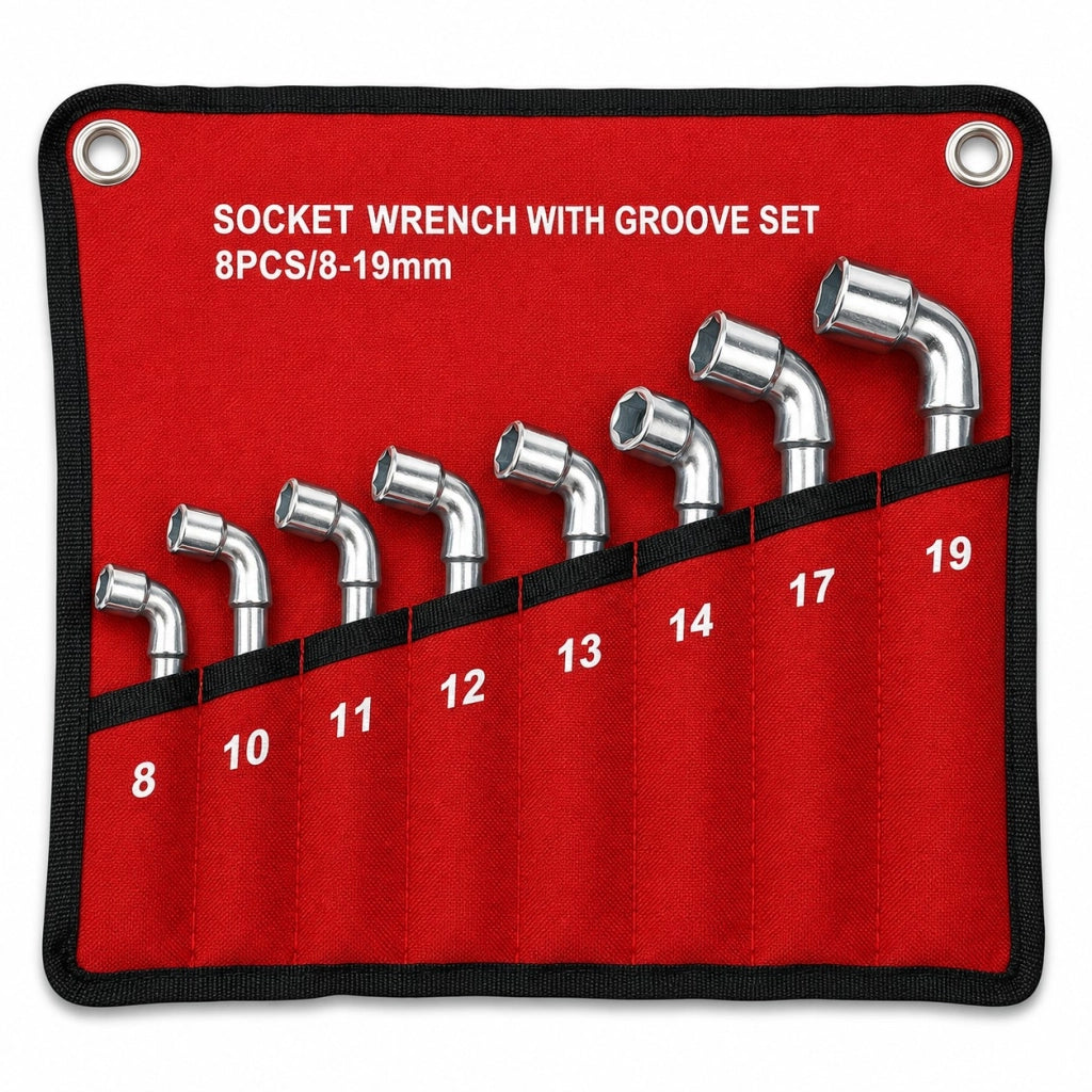 Set 8 Chiavi a Pipa Esagonali 8-19 mm Cromo Vanadio con Custodia
