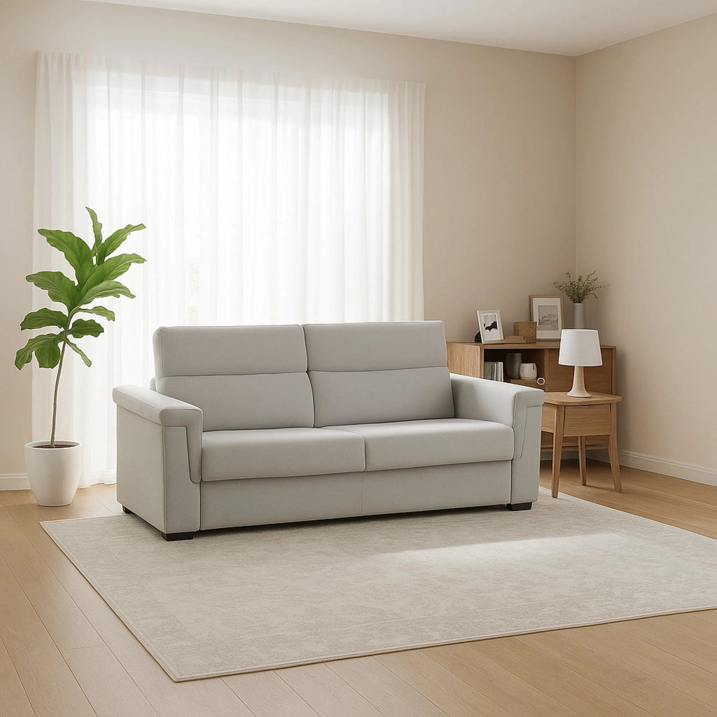 Brusasco, Divano Letto 2 Posti Sfoderabile Made in Italy, 205x95 cm Grigio Chiaro