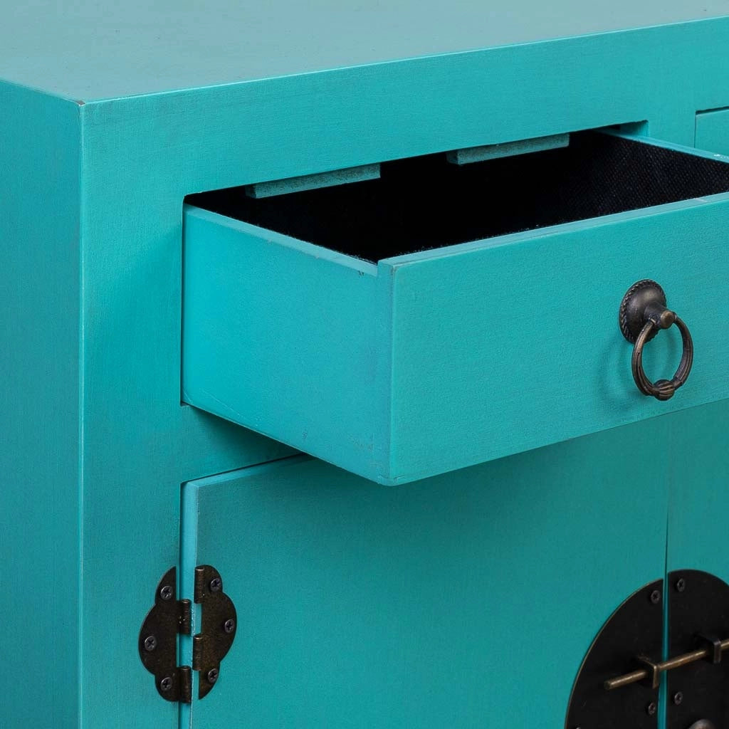 Credenza in legno con 7 cassetti e 2 porte 128x26x78h cm