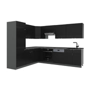 Vicco Cucina angolare completa Nero a righe/antracite 227 x 60 cm senza piano di lavoro