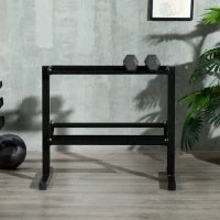 Porta Pesi con 2 Ripiani in Acciaio per Palestra, Casa e Ufficio, 94x52.5x82cm, Nero