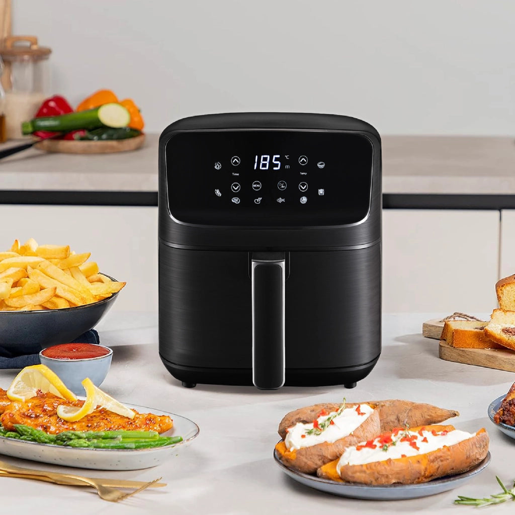 Friggitrice ad Aria 4,2L Digitale con Display LED Touch, 8 Programmi Preimpostati, Temperatura Regolabile, Cestello Antiaderente Estraibile, 1500W, Nero  4.2 Litri - Nero