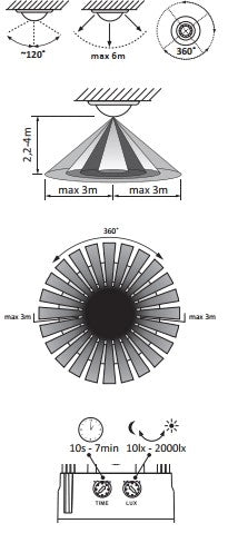 Sensore PIR da incasso con crepuscolare Polux ES-P17A1