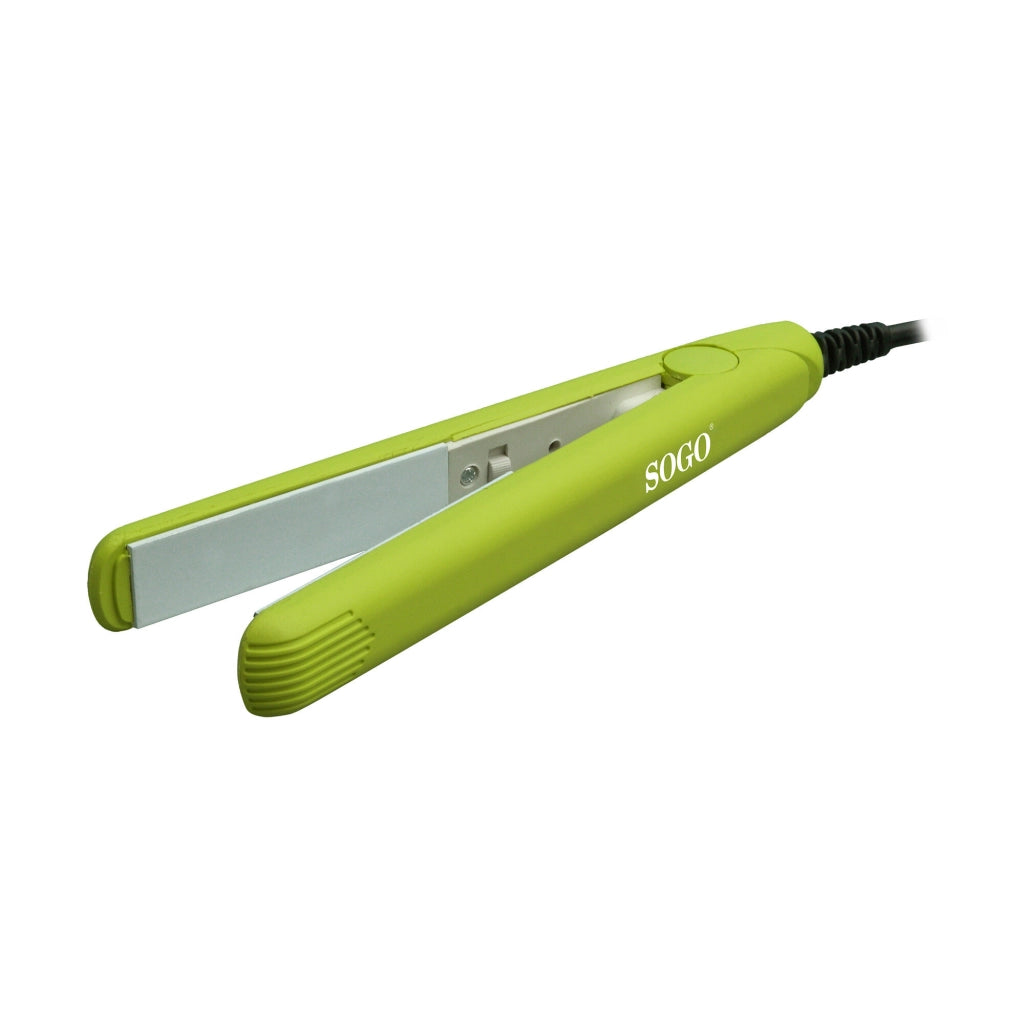 Piastra per capelli mini da viaggio, placche ceramica bianche 150°C, cavo lungo 1,65m, interruttore led 25W - SOGO