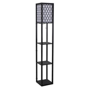 LAMPADA DA TERRA MODERNA CON LIBRERIA 3 LIVELLI 26 X 26 X 160 CM NERO