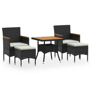 Set Mobili da Pranzo per Giardino 5 pz | Set Salotto da Giardino Polyrattan e Acacia Nero