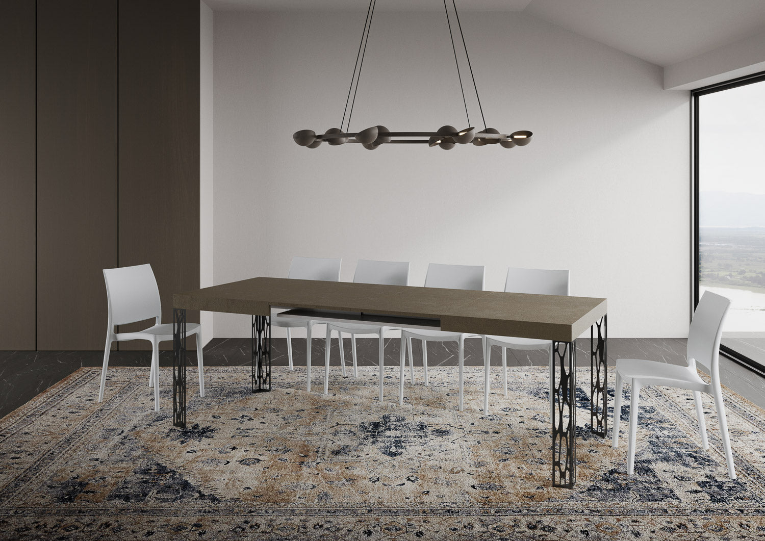 Tavolo Allungabile 120-224x90x77 cm Ghibli Tortora Telaio Antracite