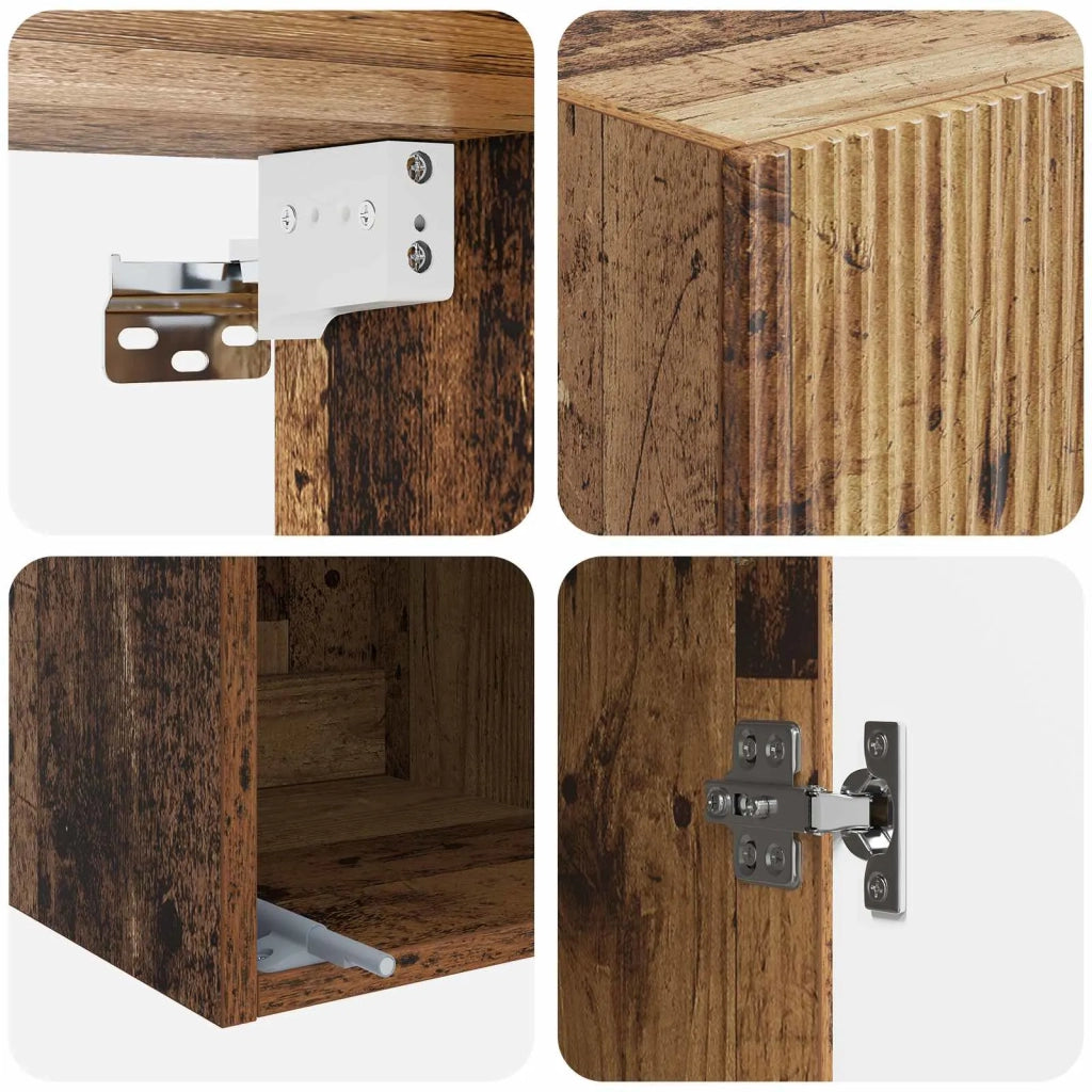 Mobiletto a muro Legno antico 33 x 34,5 x 90 cm 898423
