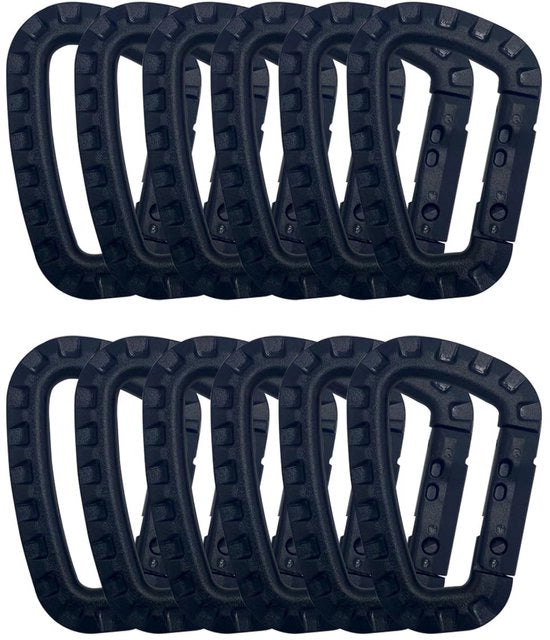 Haken a karabina 12 pezzi - forma D - plastica - set clip - leggero - ideale per fissaggio - haken a clip