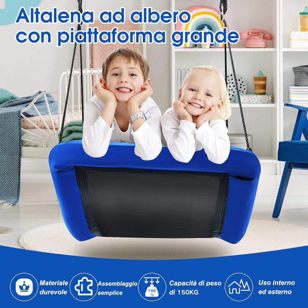 Altalena da Giardino per Bambini, Con Telaio in Metallo, Regolabile in Altezza, Carico Fino a 150 kg, Ideale per Parco, Parco Giochi, Cortile, 80 x 150 cm (Multicolore)