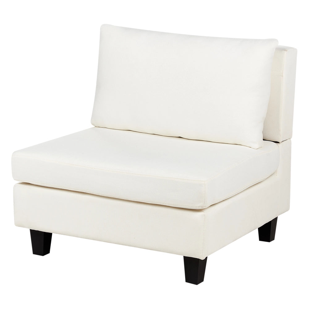 Divano componibile 4 posti imbottito in tessuto bianco gambe nere schienale  imbottito lato sinistro stile moderno