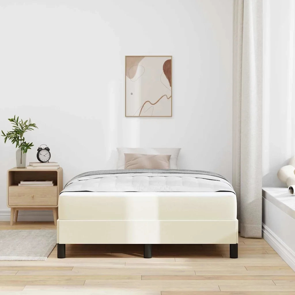 Struttura del letto con materasso Crema 120 x 200 cm Tessuto