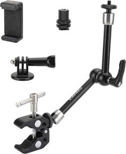 Braccio Magico Premium con Morsetto Super Crab per Camere d'Azion e Smartphone - Adattatore per Monopode - Clip per Smartphone