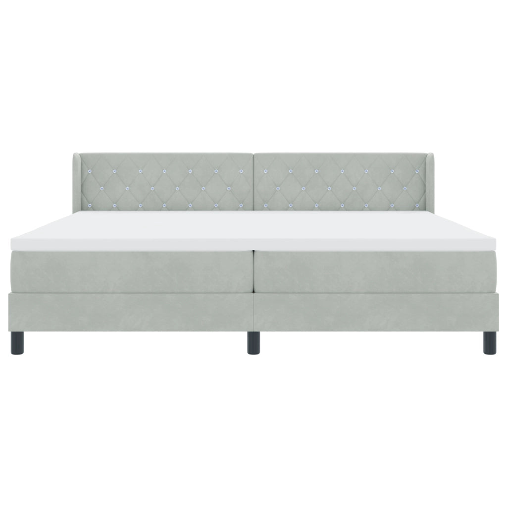 Letto a Rete con Materasso Grigio Chiaro 200x200 cm Velluto