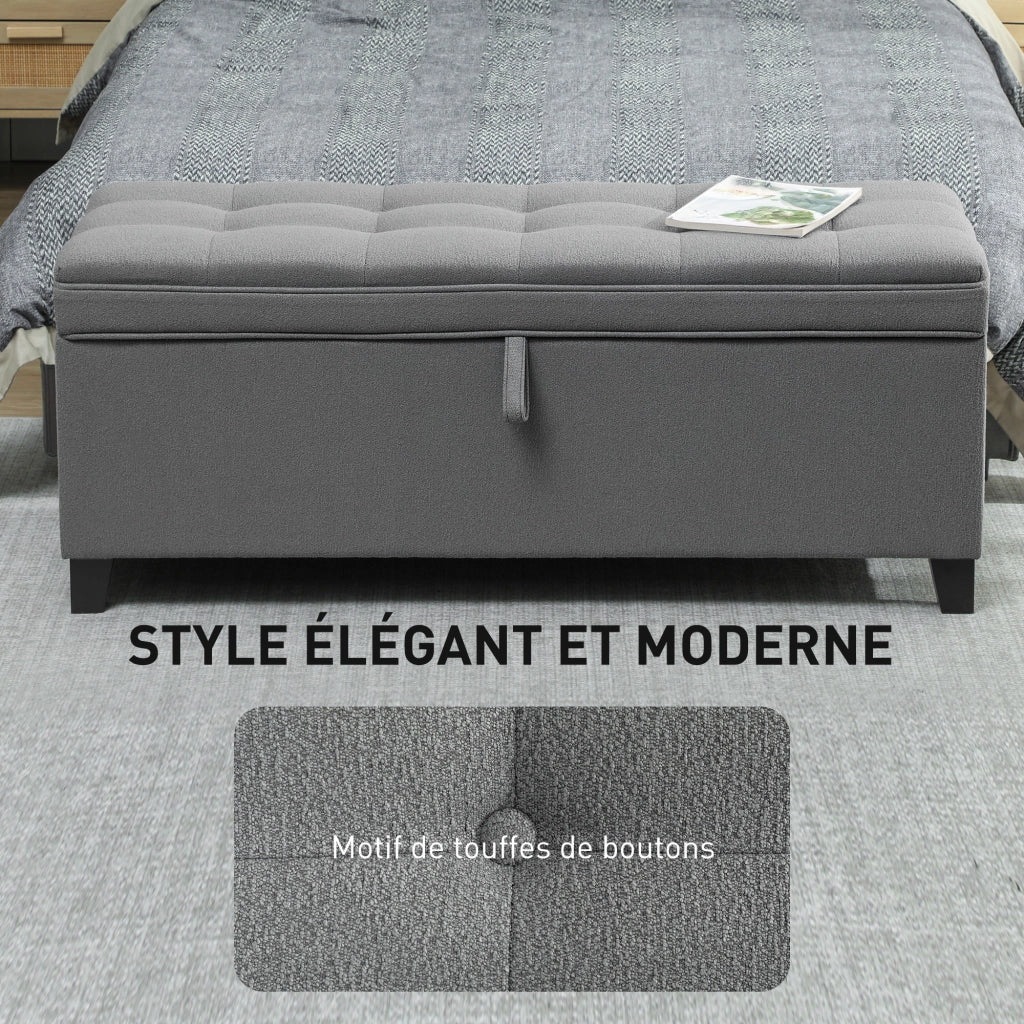 Pouf contenitore imbottito in tessuto ¨C zephmum ¨C grigio scuro 120x40x48 cm