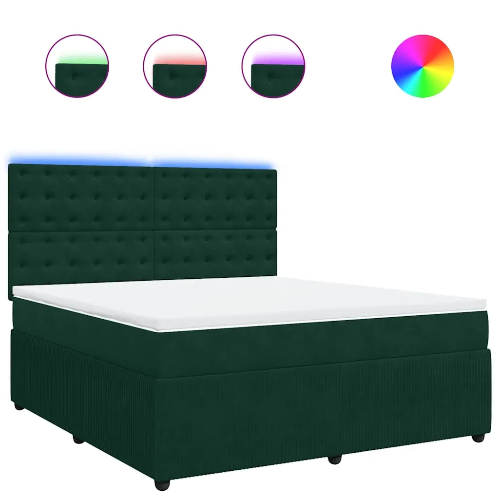 Giroletto a Molle con Materasso Verde Scuro 180x200 cm Velluto