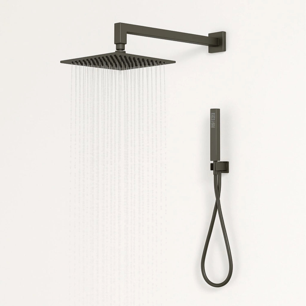 Set per doccia soffione quadro in acciaio inox 25x25 millimetri canna di fucile *** finitura- canna di fucile, confez...