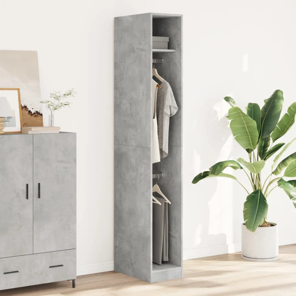 Armadio Grigio Cemento 30x50x200 cm in Legno Multistrato