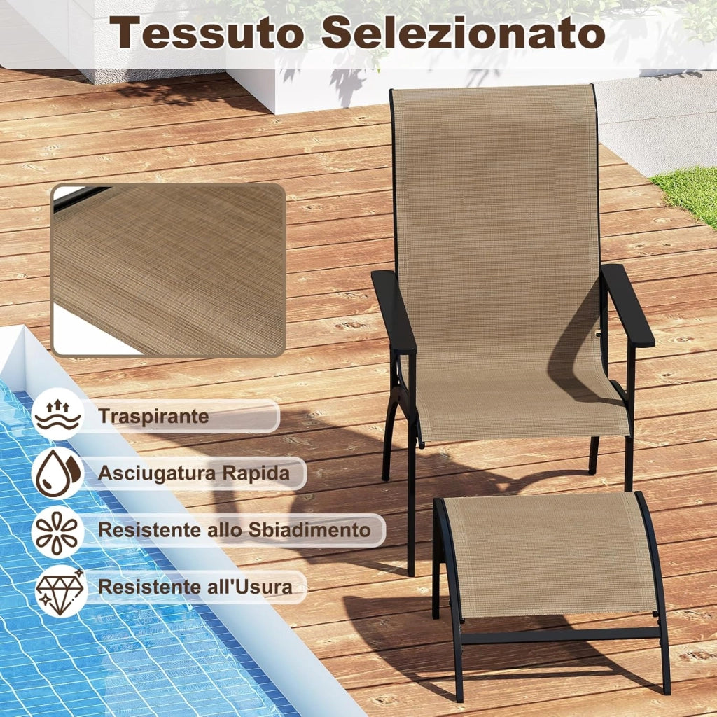 Set 5 Pezzi Tavolino e Sedia da Giardino, Set Mobile da Esterno con Tavolino Laterale e Sedia Adirondack, Set di Mobili da Conversazione per Patio, Veranda, Giardino