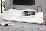 Mobile Tv 3 Ante e Ripiano a Giorno 160x45x51,5 cm Coro Bianco Lucido/Bianco