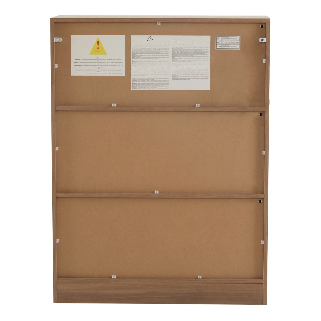 Vetrina in vetro con LED 80x30x106 cm; effetto noce naturale; con ante in alluminio