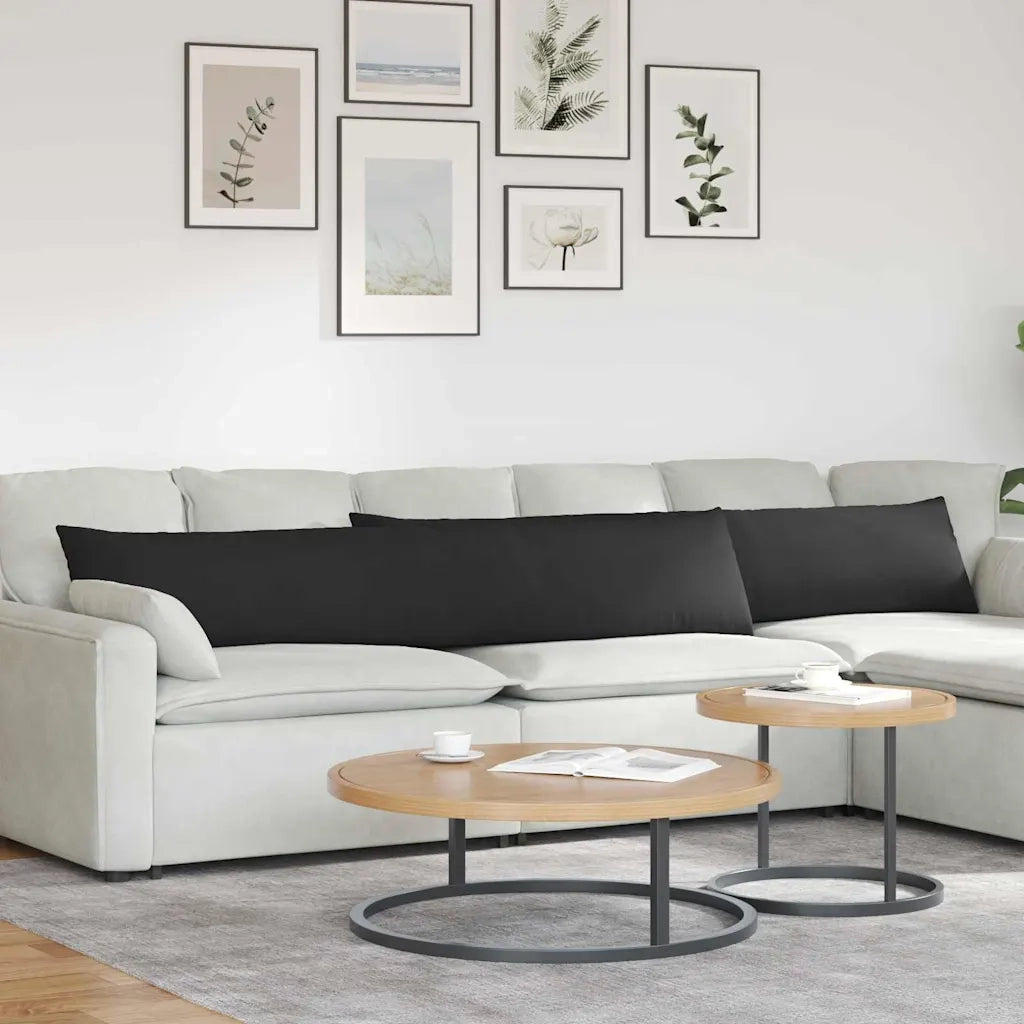Cuscini da Divano 2 pcs Nero 200 x 40 cm Tessuto