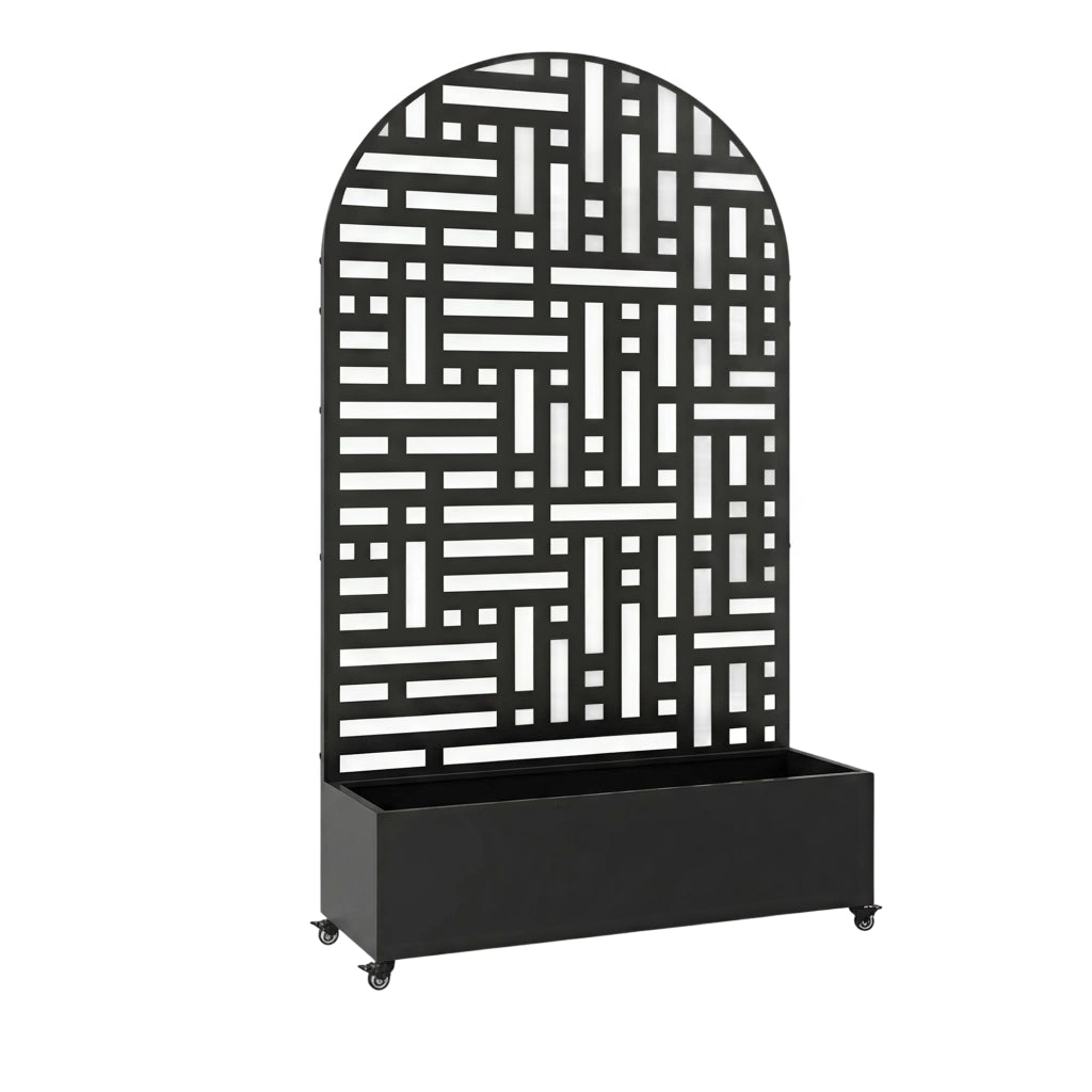Fioriera con Spalliera Arcuata Bernalda in Acciaio 190 x 120 x 38 cm - Nero casa.pro