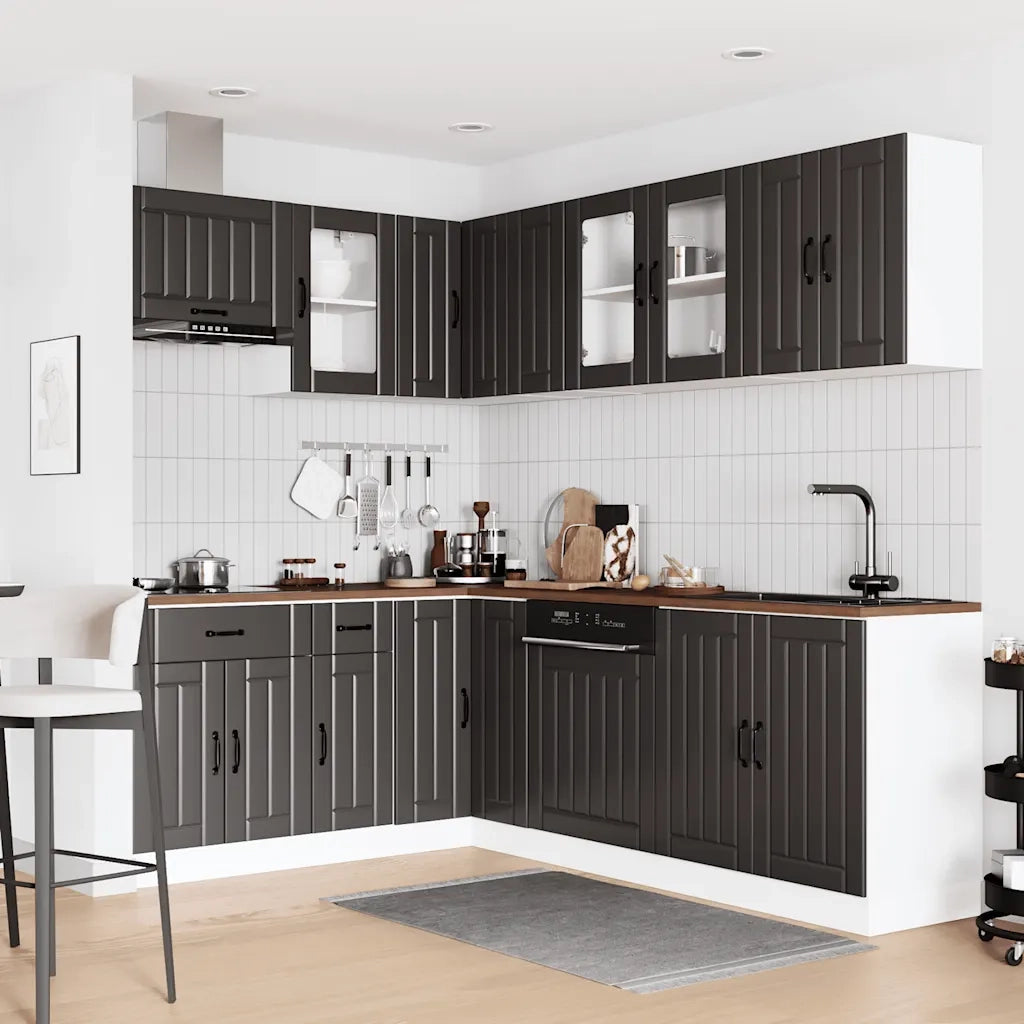 Set Mobili da Cucina 11 pz Lucca Neri Legno Multistrato