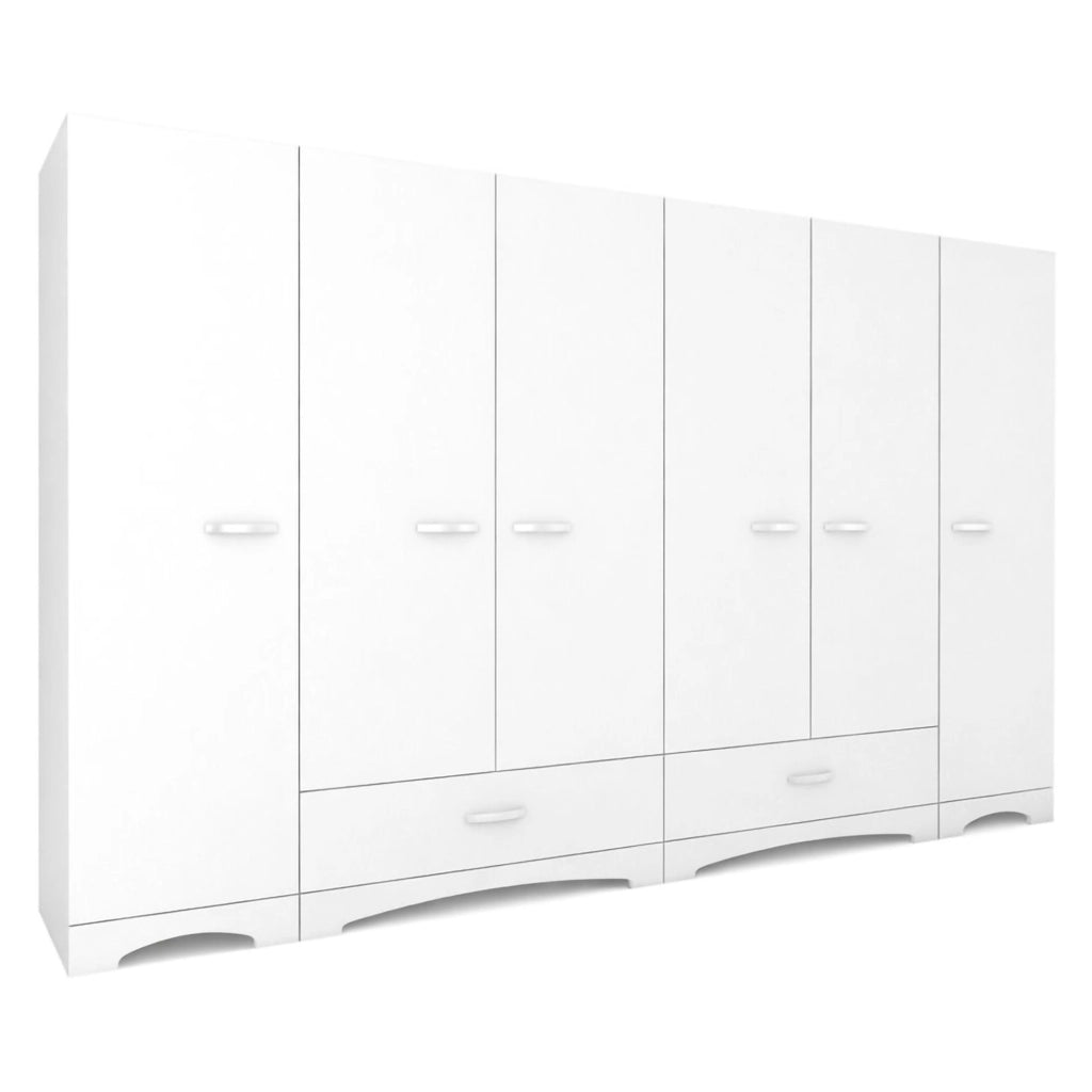 Armadio Camera da Letto Madruzzo, Guardaroba Grande 10 Ripiani, 243x181h cm Bianco
