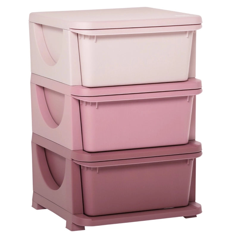 Contenitore giochi a 3 livelli con cassetti estraibili, rosa, 37 x 37 x 56,5 cm