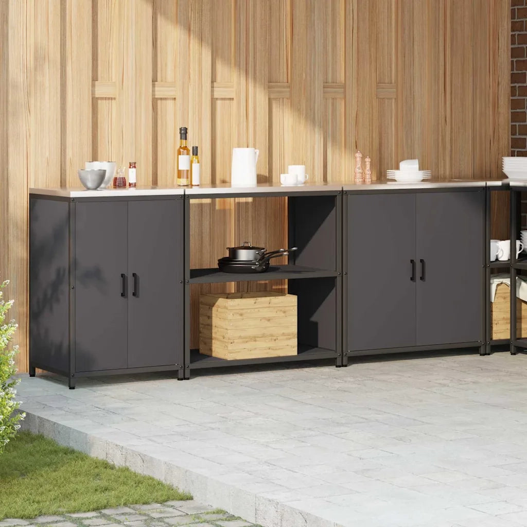 Set di Stoccaggio per Cucina con lo scaffale 3 pcs Nero Acciaio 3392673