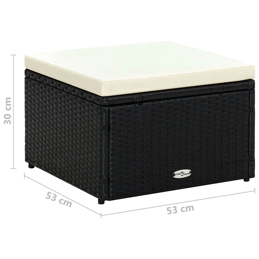 Poggiapiedi Ottomana in Polyrattan 53x53x30 cm Nero 42671