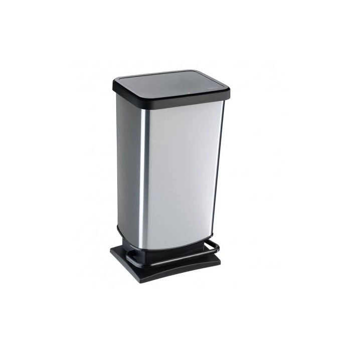 PATTUMIERA CON PEDALE 40 LT. PASO ARGENTO METALLIZZATO