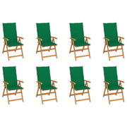 Sedie Reclinabili da Giardino con Cuscini 8 pz Massello di Teak cod mxl 20028