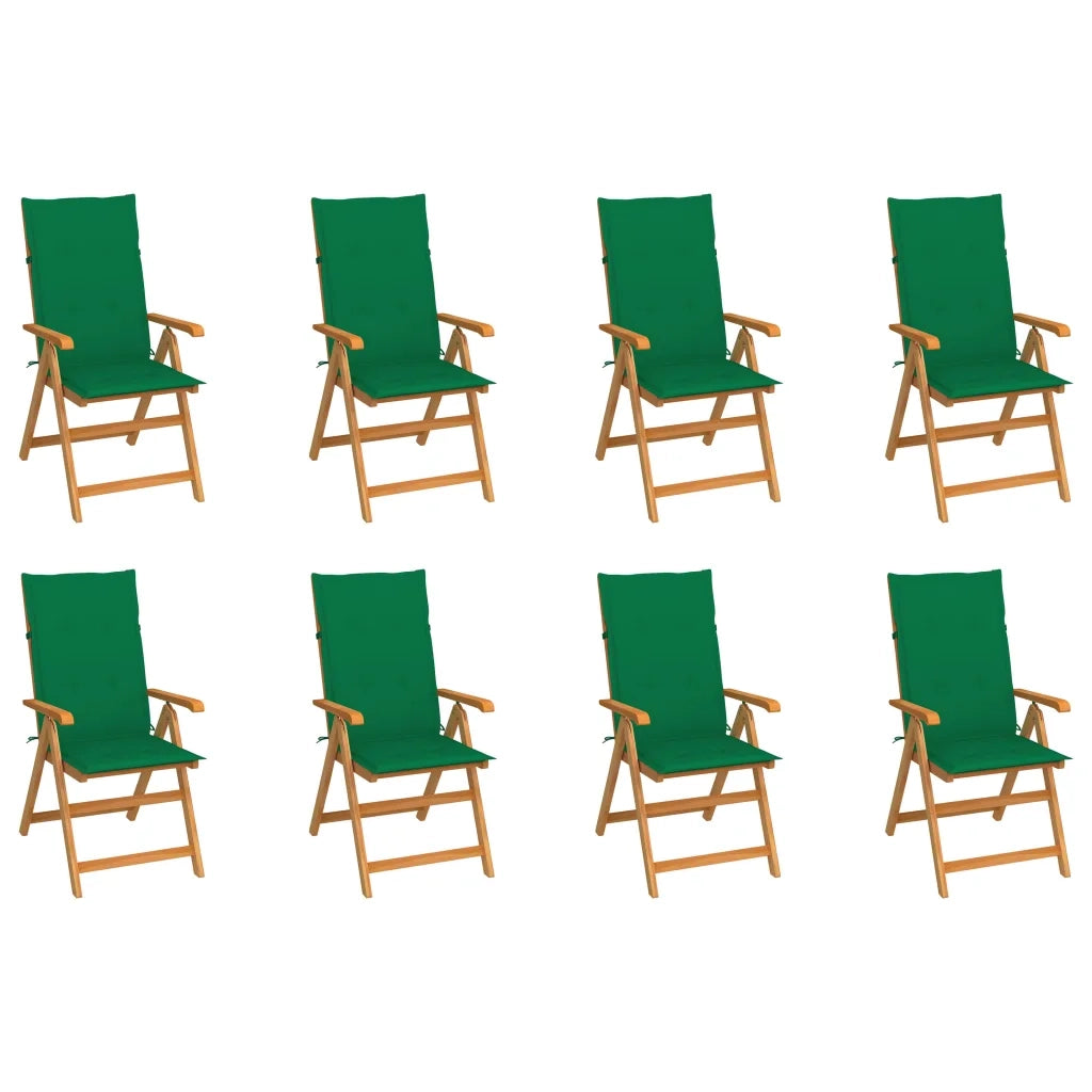 Sedie Reclinabili da Giardino con Cuscini 8 pz Massello di Teak cod mxl 20028